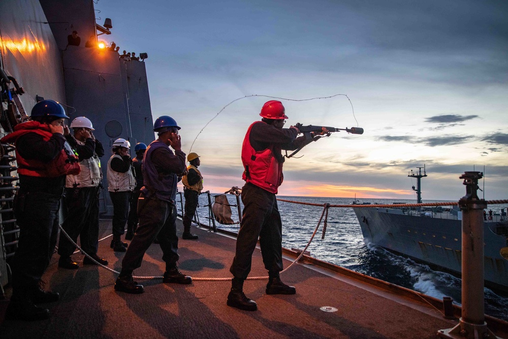 USS Arlington Conducts Replenishment-at-Sea with USNS Kanawha