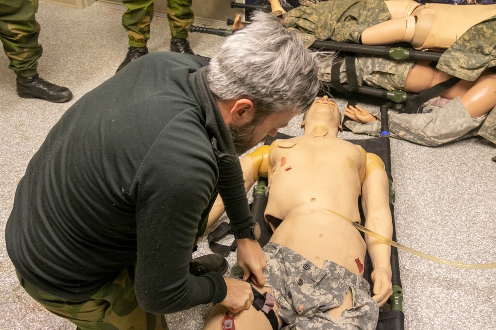 Norwegian Soldiers train at the Medical Simulation Training Center