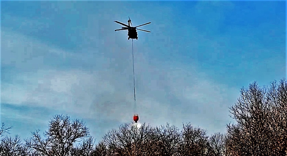 Wisconsin Army National Guard UH-60 Black Hawk crew holds Bambi bucket training at Fort McCoy