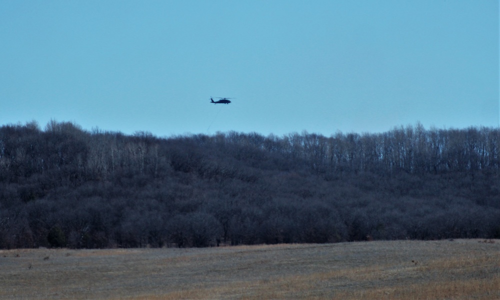 Wisconsin Army National Guard UH-60 Black Hawk crew holds Bambi bucket training at Fort McCoy