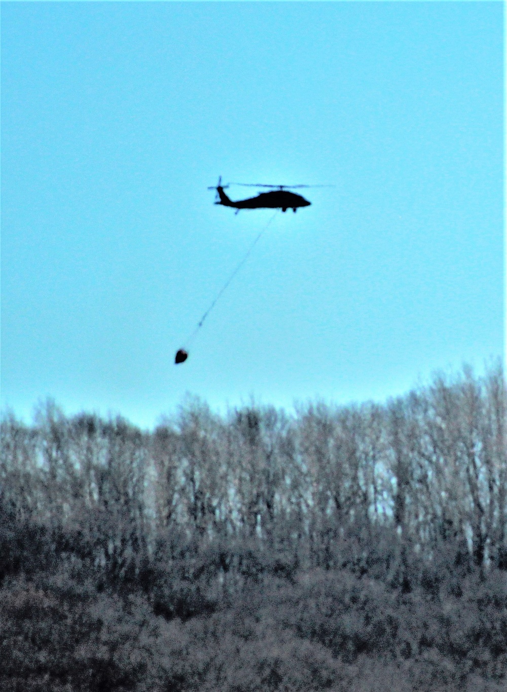 Wisconsin Army National Guard UH-60 Black Hawk crew holds Bambi bucket training at Fort McCoy