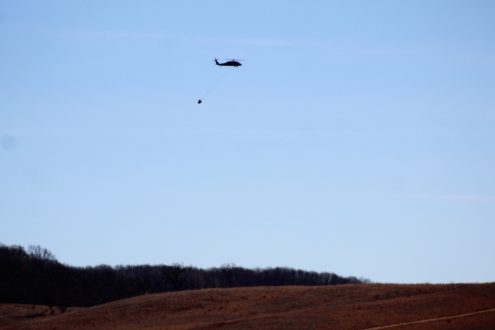 Wisconsin Army National Guard UH-60 Black Hawk crew holds Bambi bucket training at Fort McCoy