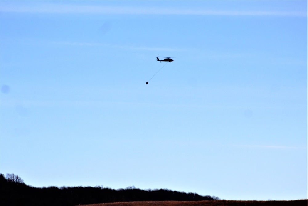 Wisconsin Army National Guard UH-60 Black Hawk crew holds Bambi bucket training at Fort McCoy