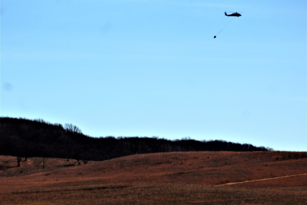 Wisconsin Army National Guard UH-60 Black Hawk crew holds Bambi bucket training at Fort McCoy