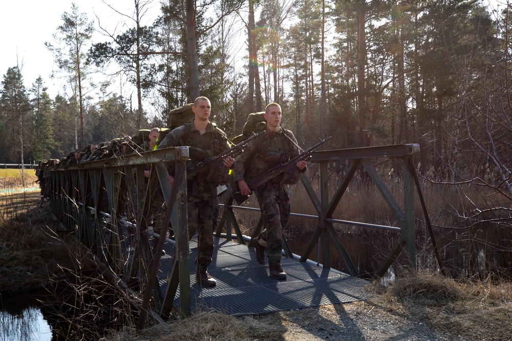 Dutch Marines conduct a ruck march