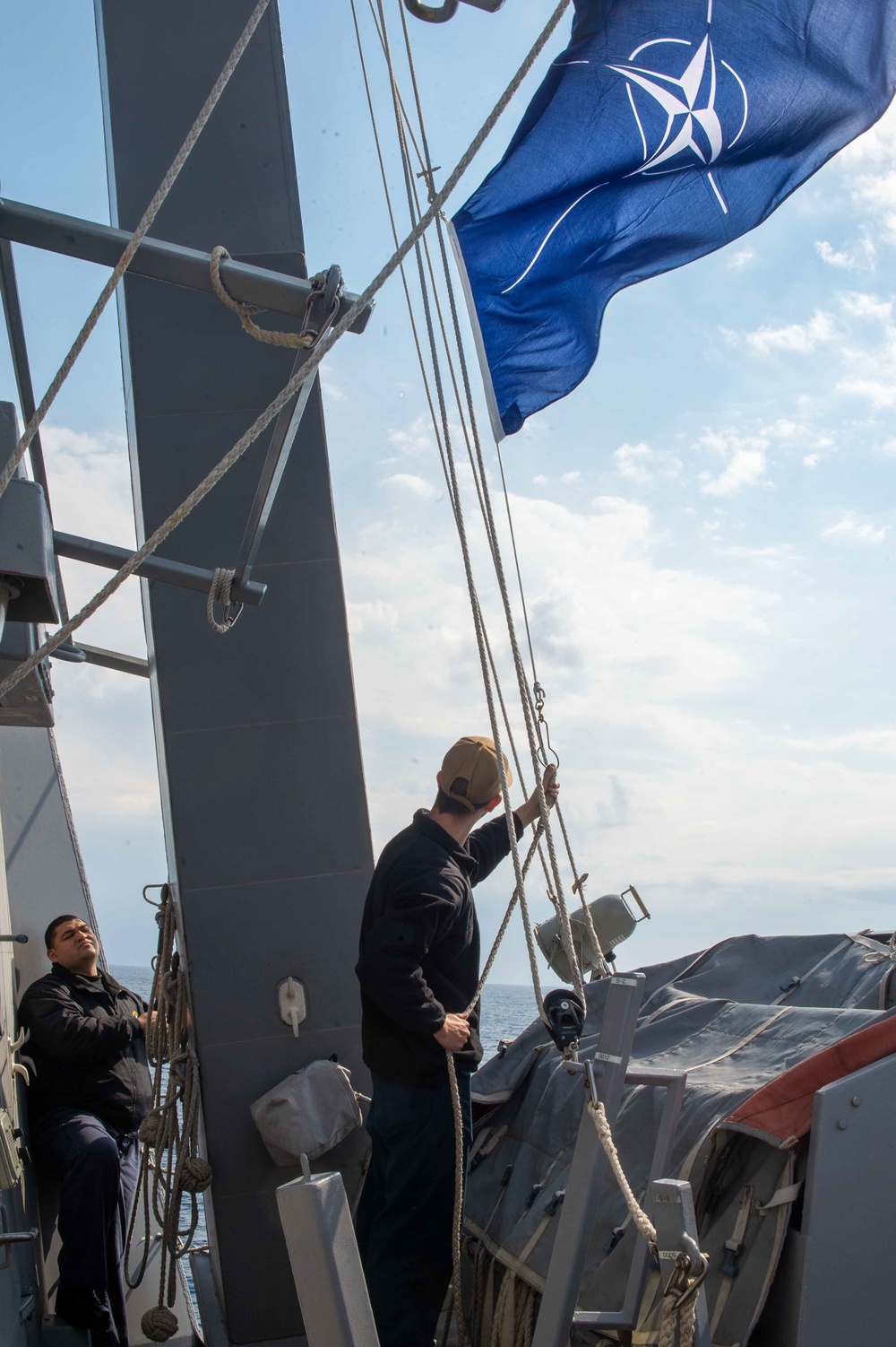 USS Jason Dunham (DDG 109) Raises NATO Flag