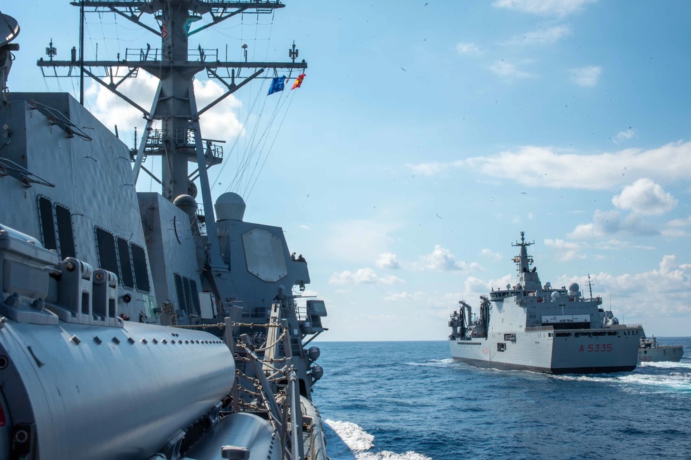 USS Jason Dunham (DDG 109) Conducts A Replenishment-at-Sea with SNMG2