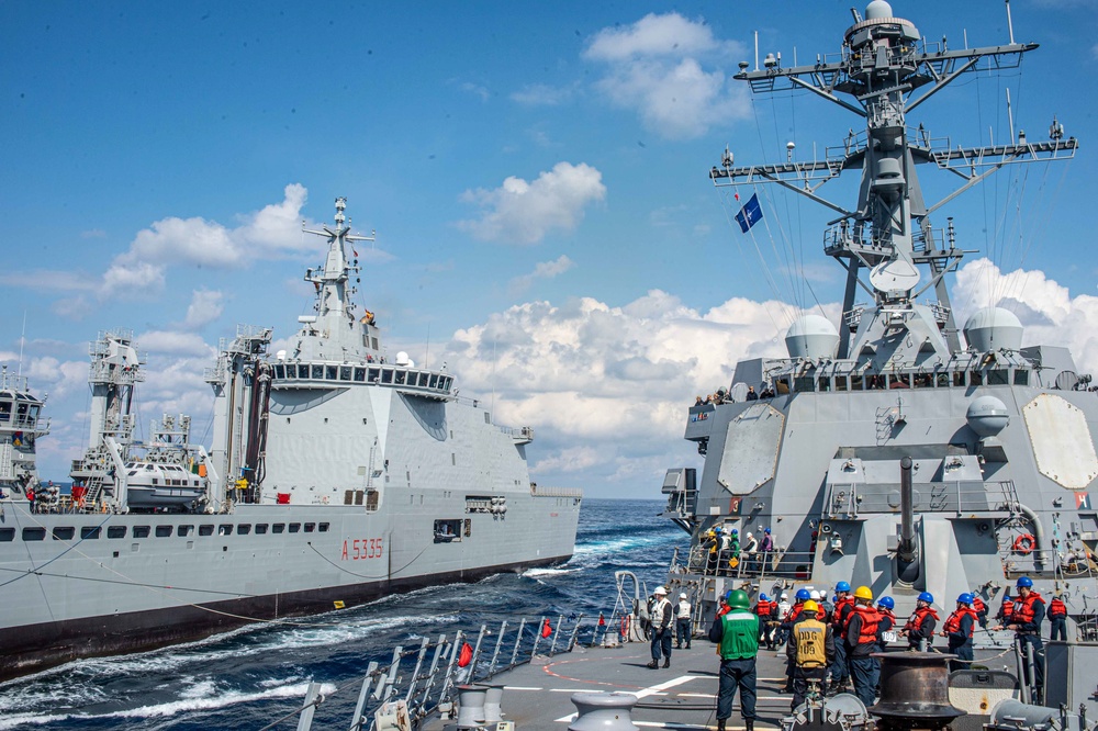 USS Jason Dunham (DDG 109) Conducts A Replenishment-at-Sea with SNMG2