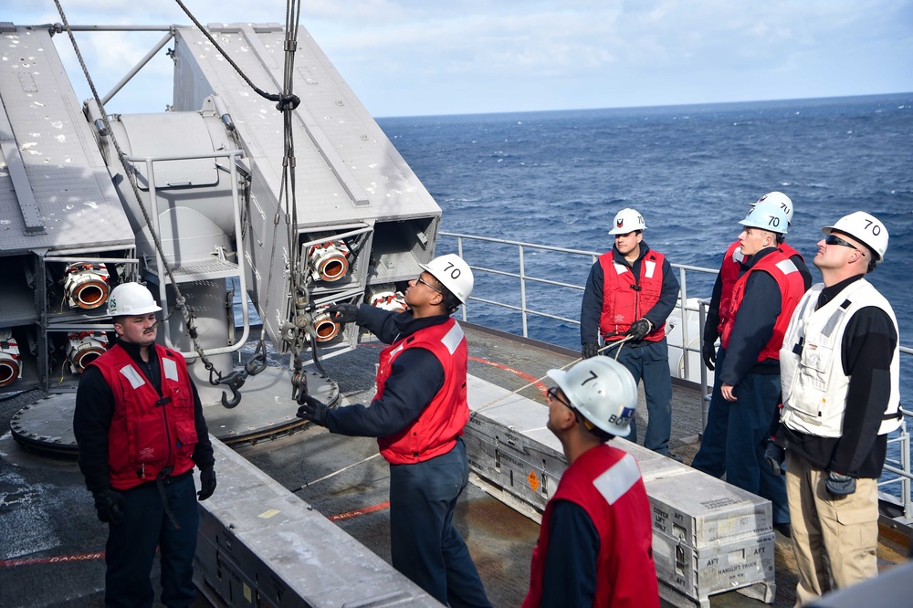 USS Carl Vinson (CVN 70) Sailors Conduct Ordnance Download Operation