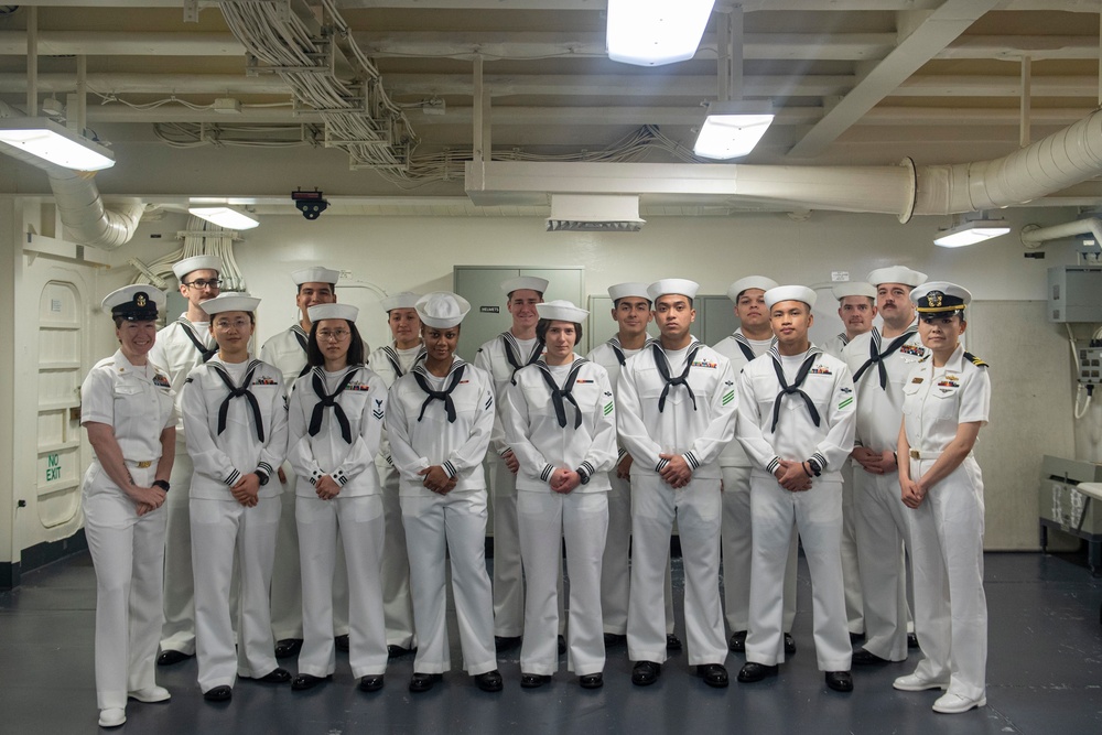 USS America (LHA 6) Conducts Dress Whites Inspection