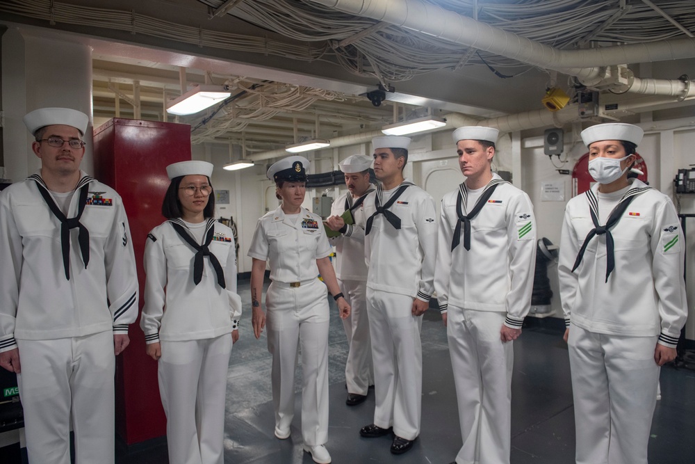 USS America (LHA 6) Conducts Dress Whites Inspection