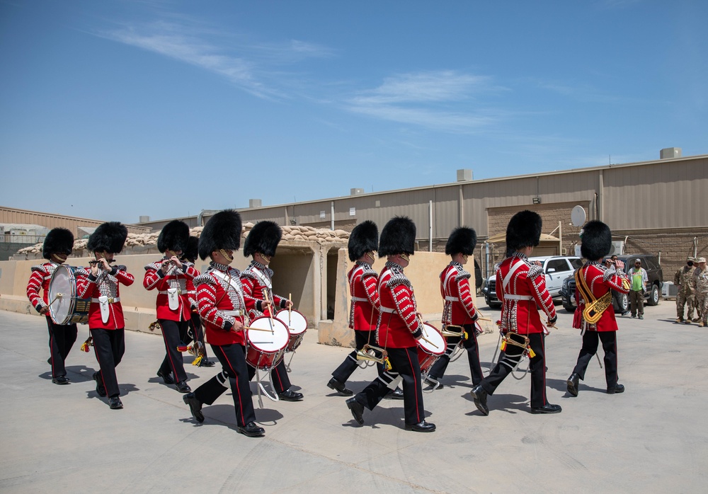 1st Battalion Welsh Guards Corps of Drums Perform in Kuwait