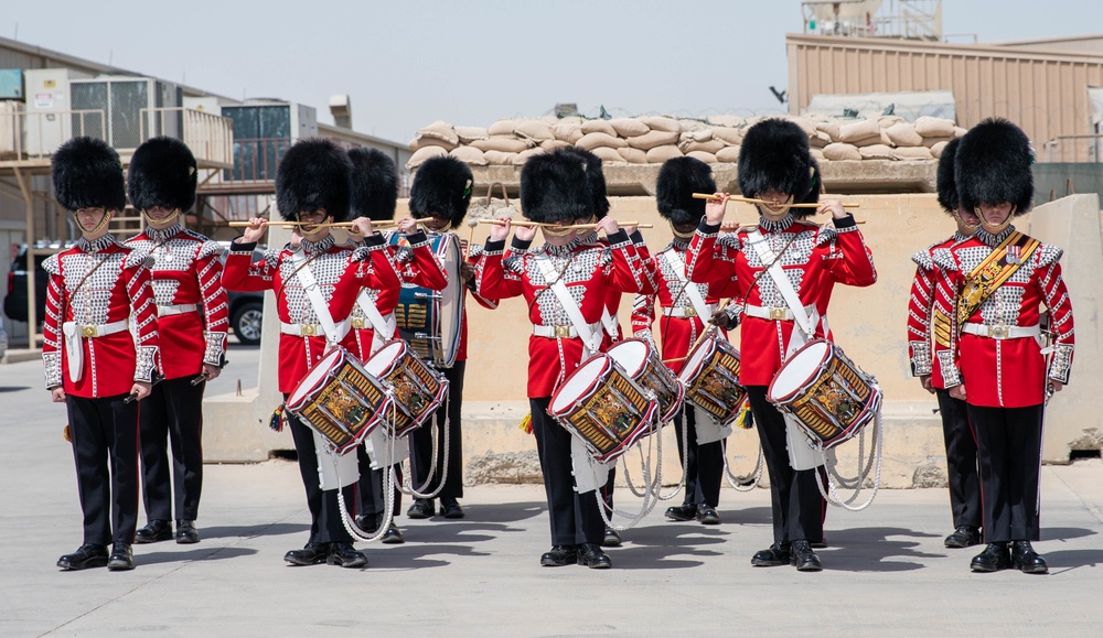 1st Battalion Welsh Guards Corps of Drums Perform in Kuwait