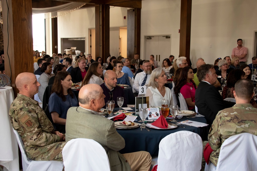 Col. Reilman serves up the Goodfellow update at a San Angelo Chamber of Commerce luncheon