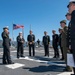 Cmdr. Thomas McCandless, commanding officer, Arleigh Burke-class guided-missile destroyer USS Mitscher (DDG 57), discusses general operations during a ship tour for Turkish navy officials