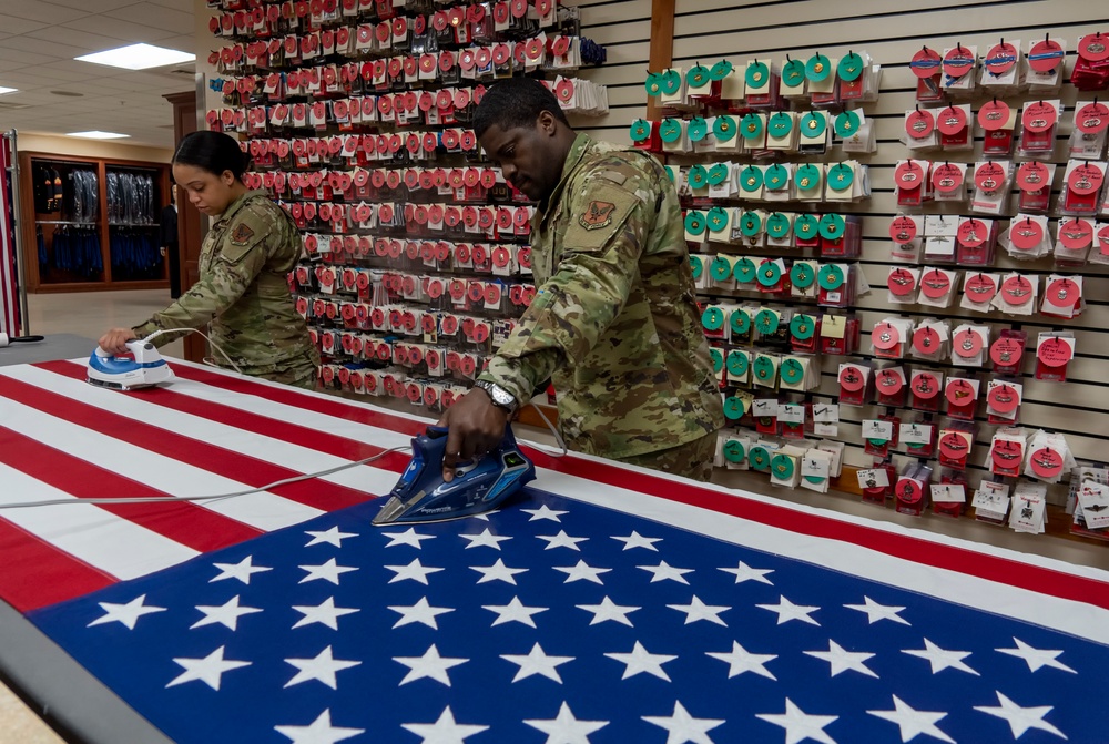 U.S. Flag preparation at Air Force Mortuary Affairs Operations