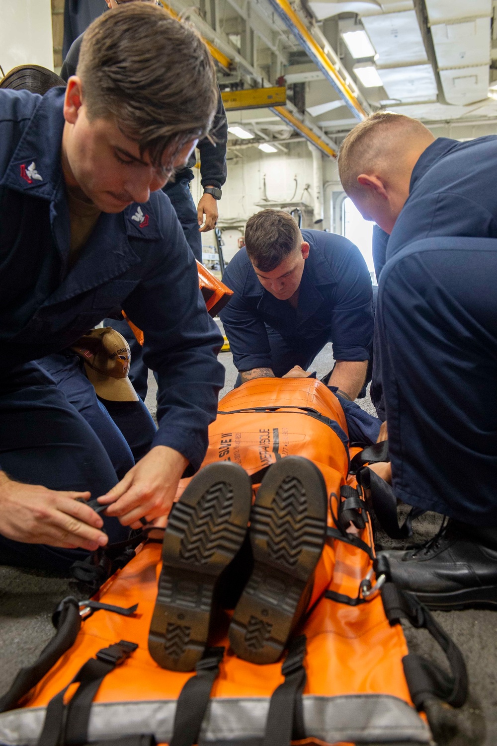 USS Carl Vinson (CVN 70) Sailors Conduct Stretcher Bearer Class