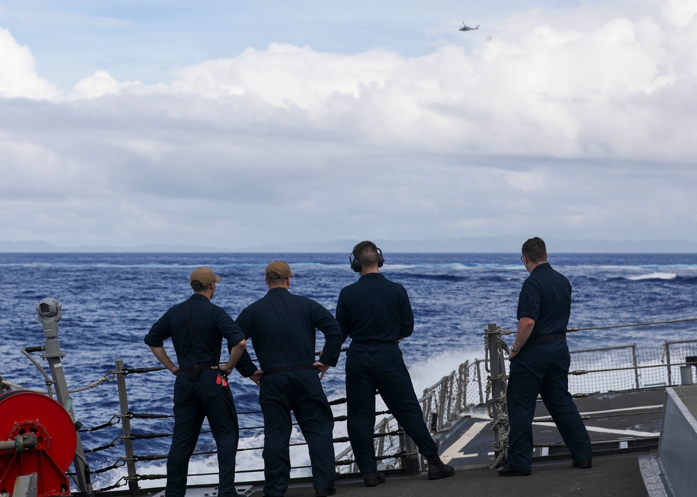 Sailors Watch Helicopter