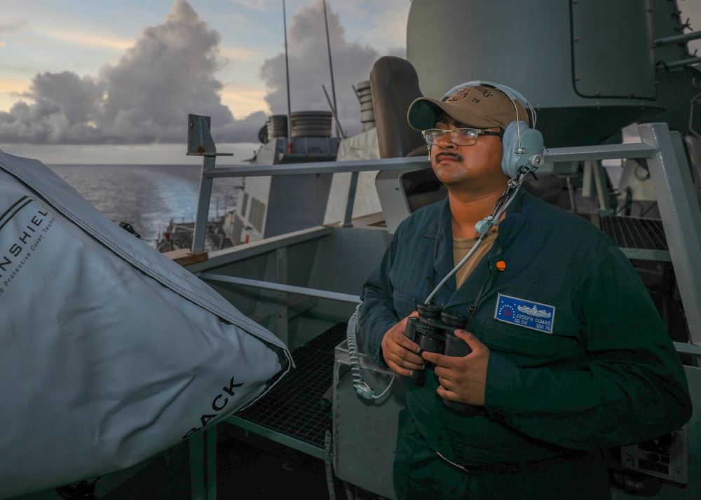 Boatswain's Mate Stands Lookout Watch