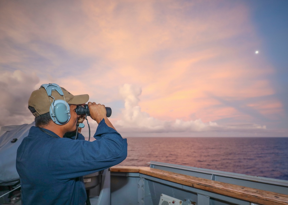 Boatswain's Mate Stands Lookout Watch