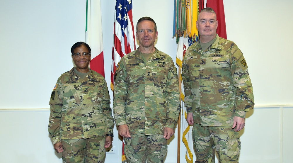 Maj. Gen. David W. Ling and Brig. Gen. Wanda N. Williams visit Caserma Ederle in Vicenza, Italy
