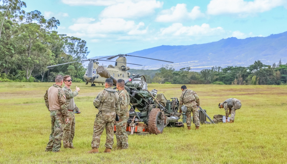 HIARNG aviation conducts sling load operations with field artillery
