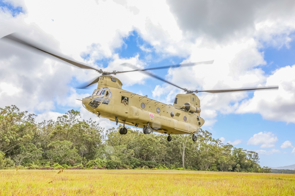 HIARNG aviation conducts sling load operations with field artillery