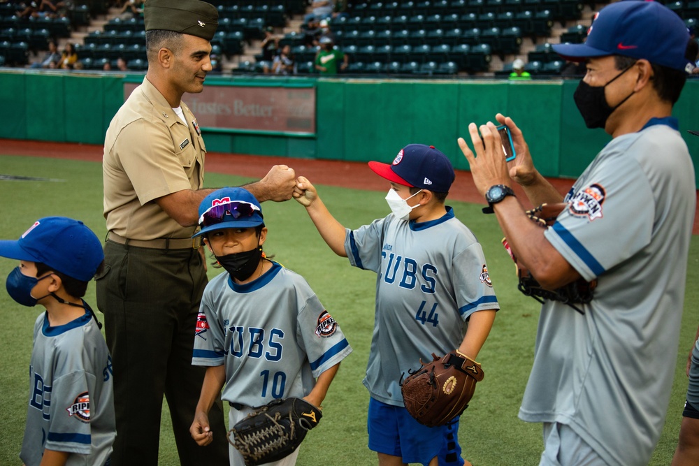 MCBH CO throws first pitch for U of H baseball game