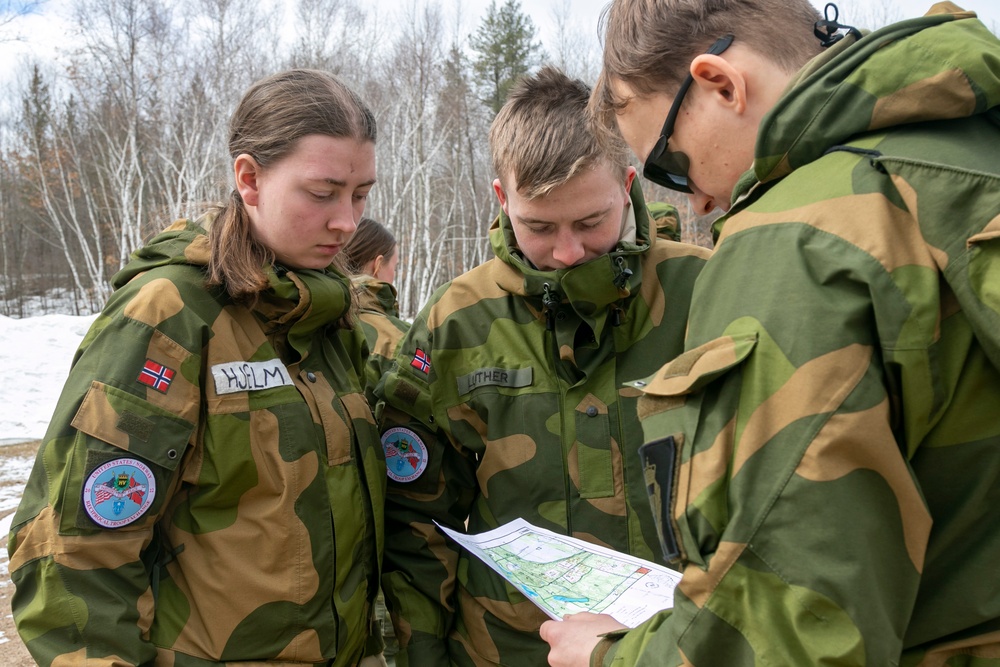 Norwegian Youth conduct land navigation at Camp Ripley