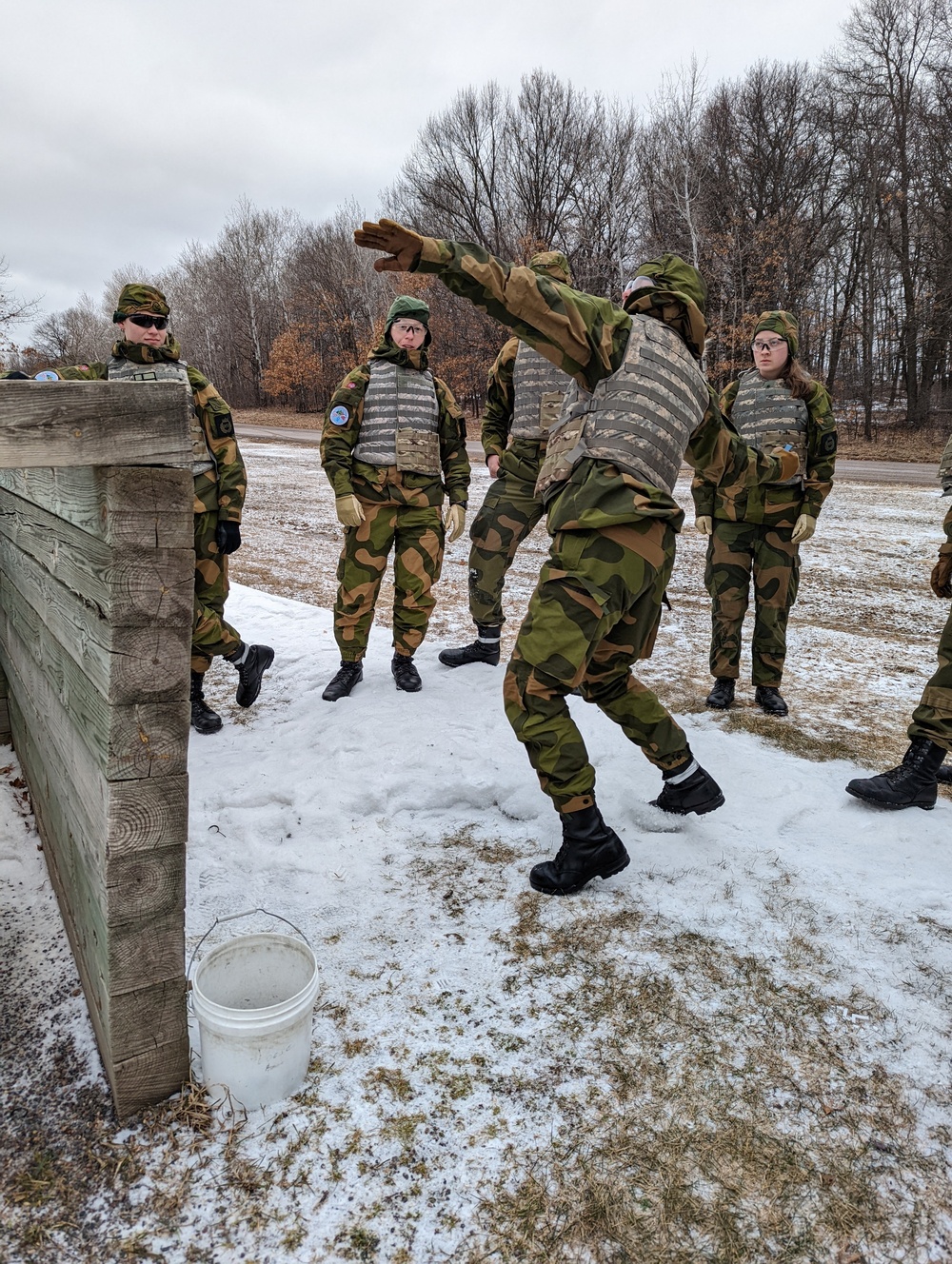 Norwegian youth practices hand grenades at Camp Ripley