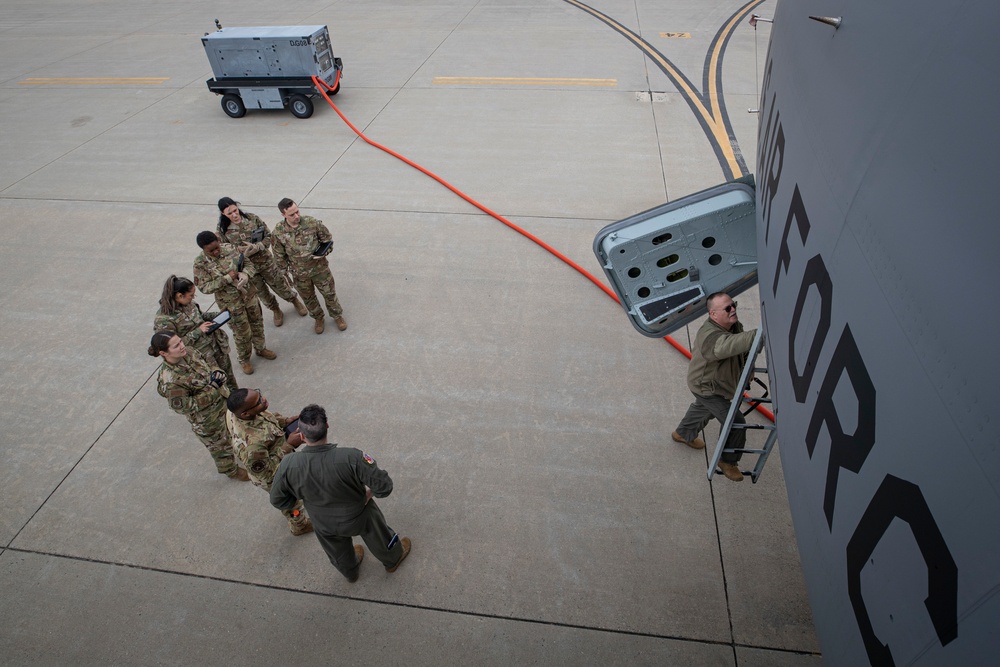 Aeromedical Evacuation Initial Qualification course Airmen train on NJANG aircraft