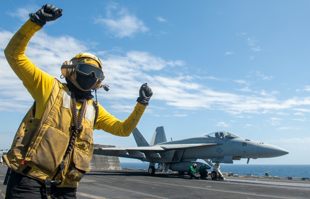 The Harry S. Truman Carrier Strike Group is on a scheduled deployment in the U.S. Sixth Fleet area of operations in support of naval operations to maintain maritime stability and security.