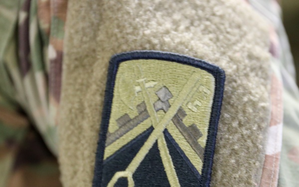 Transportation troops receive their patches in Zagan, Poland.