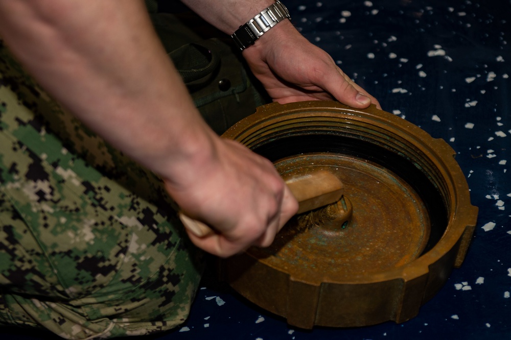 USS Ronald Reagan (CVN 76) Sailors perform Preservation Maintenance