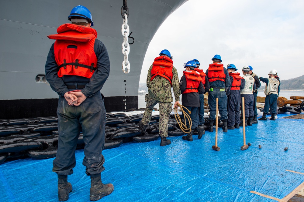 USS Ronald Reagan (CVN 76) Recovers Starboard Anchor Chain