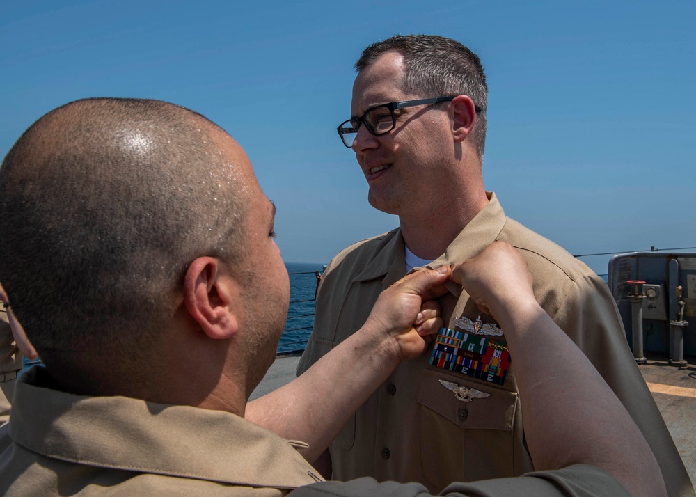 Gridley conducts a promotion ceremony
