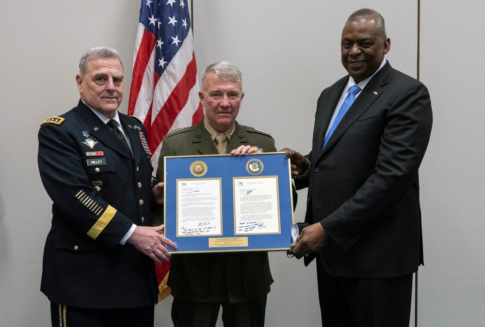 Defense Secretary Austin, Chairman Honor Outgoing CENTCOM Commander