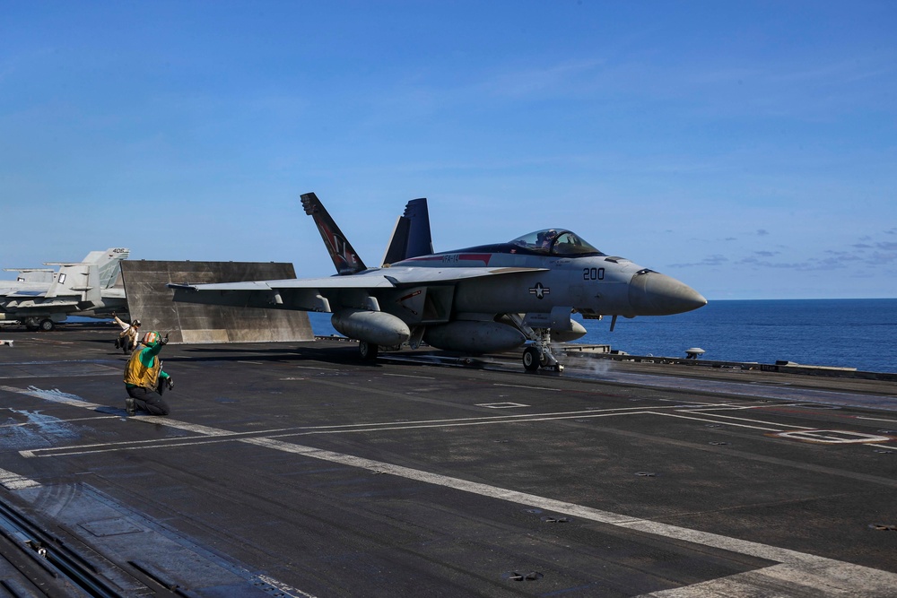 Abraham Lincoln holds a change of command in-flight ceremony for CVW-9