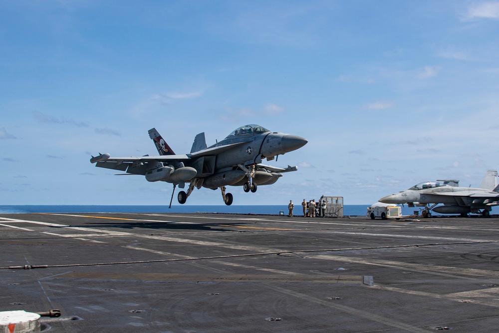 Abraham Lincoln holds a change of command in-flight ceremony for CVW-9