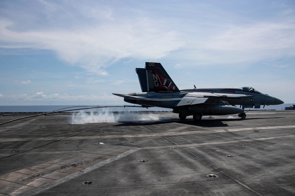 Abraham Lincoln holds a change of command in-flight ceremony for CVW-9