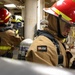 USS Ross Sailors hold main space fire drill