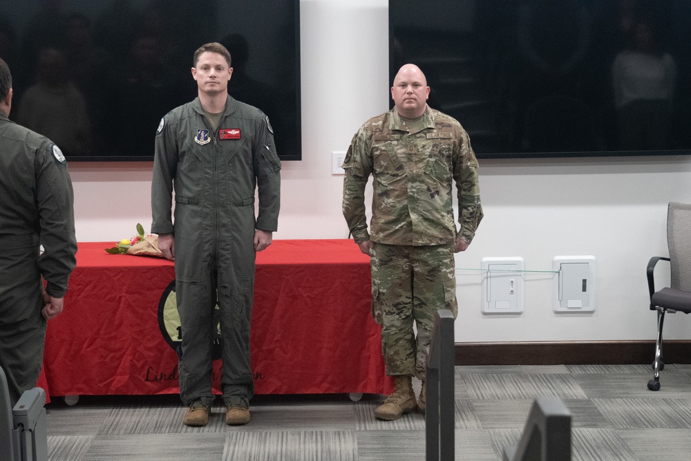 131st Bomb Wing Chief Master Sgt. Adam Hufty's promotion ceremony
