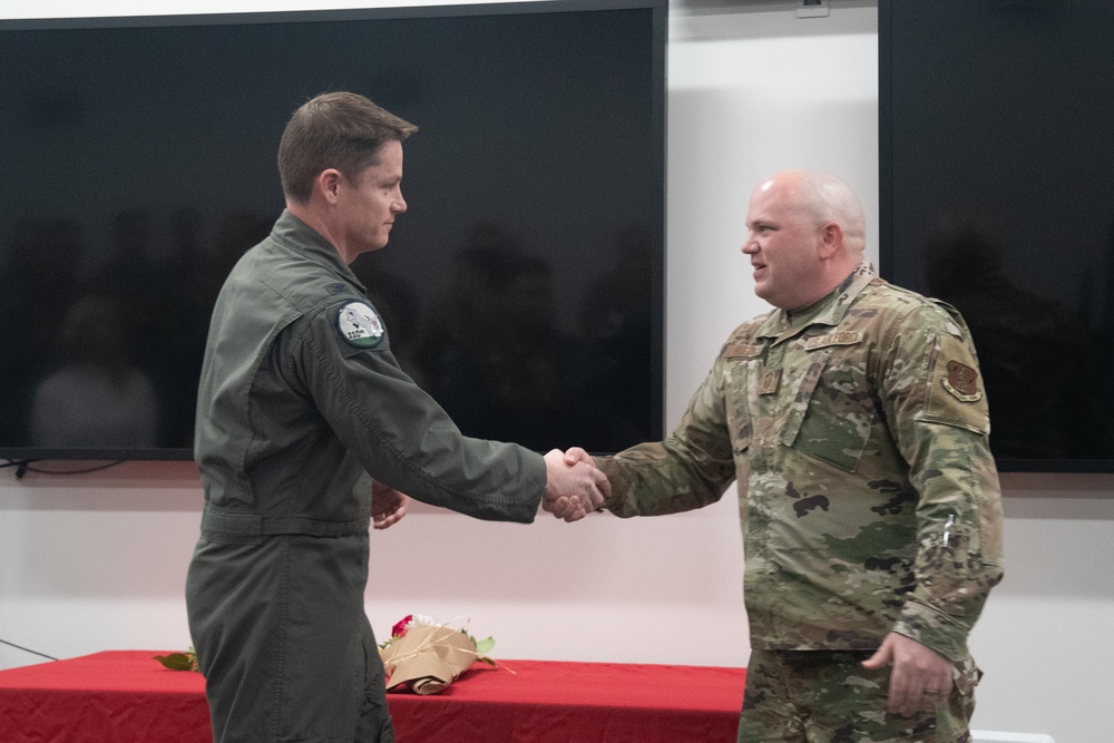 131st Bomb Wing Chief Master Sgt. Adam Hufty's promotion ceremony