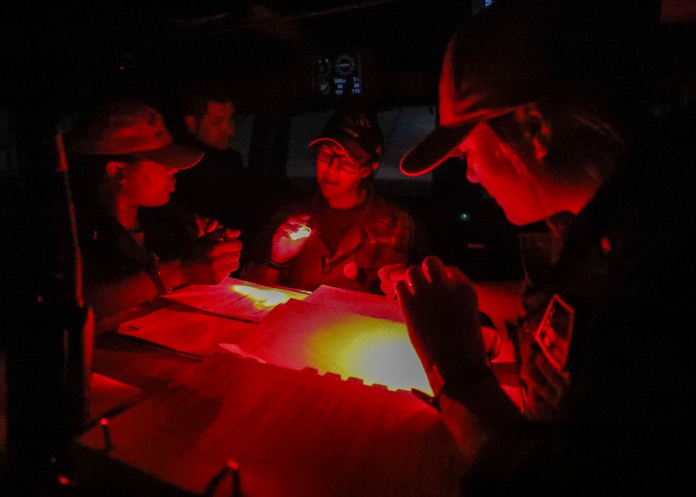 Sailors Discuss Training in Pilothouse