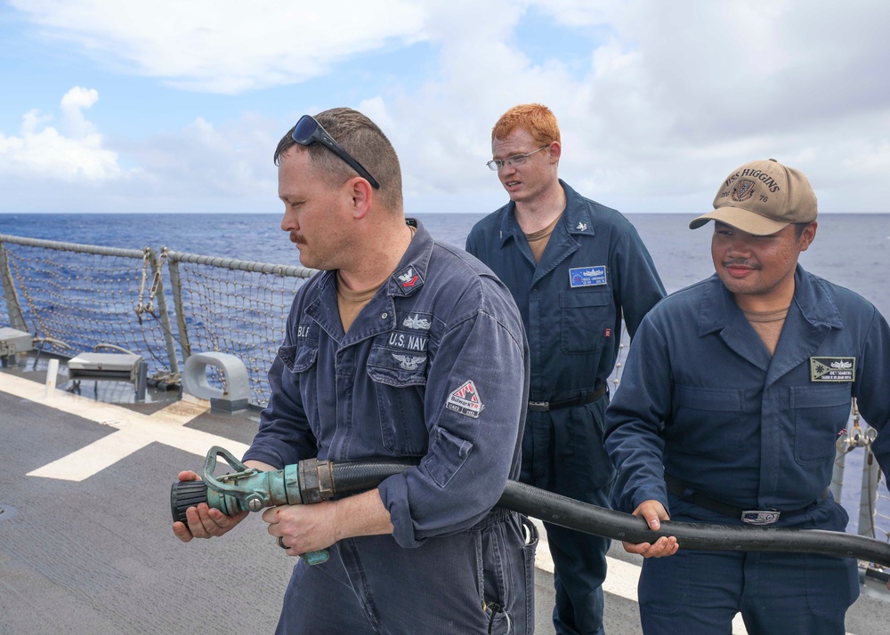 Fire Drill Aboard USS Higgins