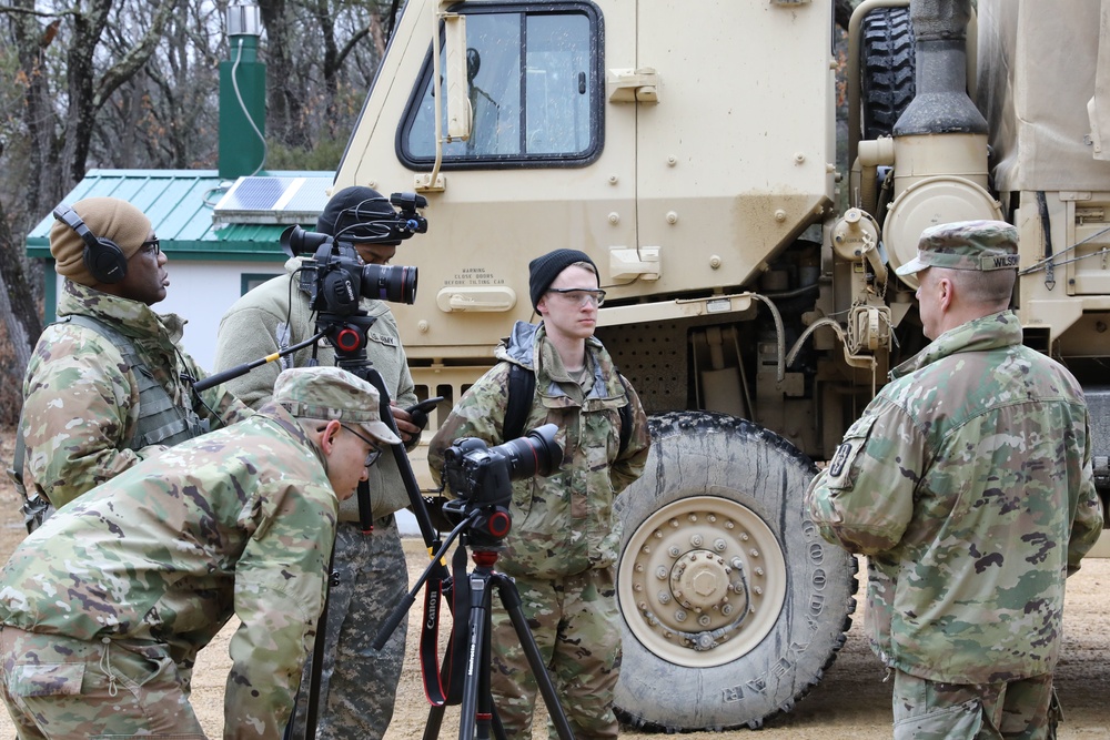 318th TPASE soldiers interview Command Sgt. Maj. Richard Wilson in Ft. McCoy, Wisconsin