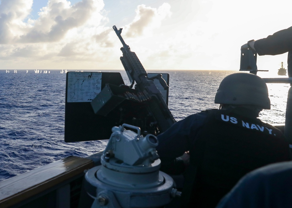 USS Milius Fires At Simulated Target