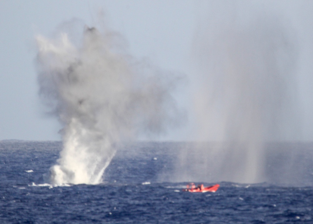 USS Higgins Fires At Simulated Target