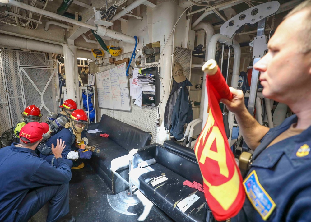 Fire Drill Aboard USS Higgins