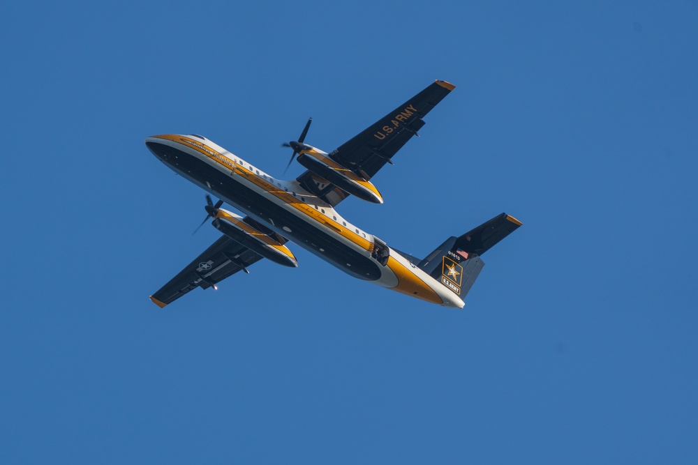 The Army Parachute Team jumps for Fiesta